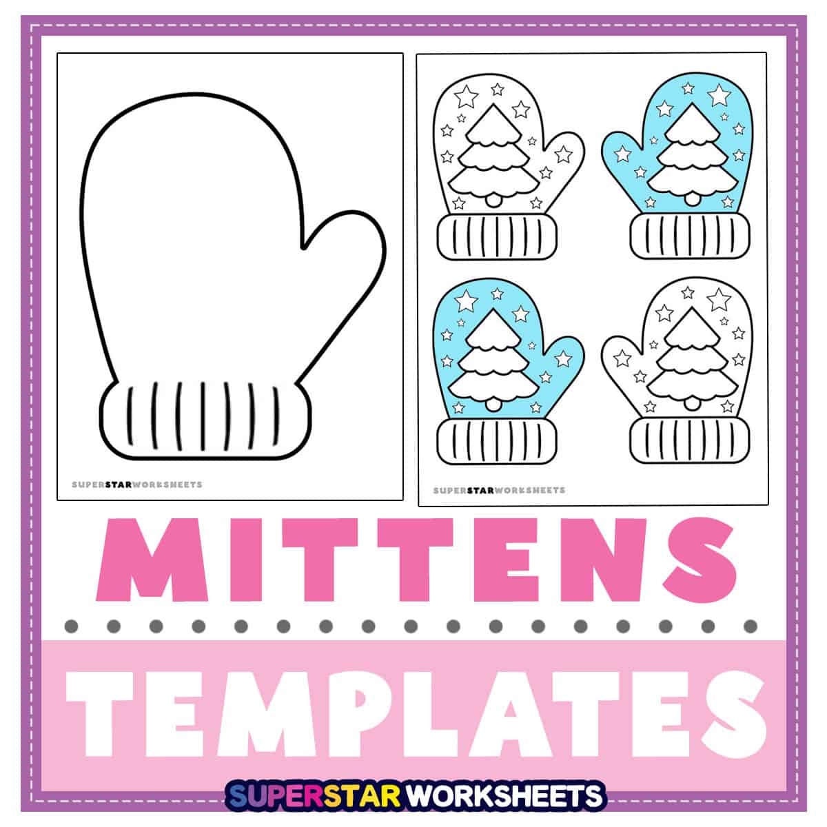 Mittens Template Free Printables Superstar Worksheets