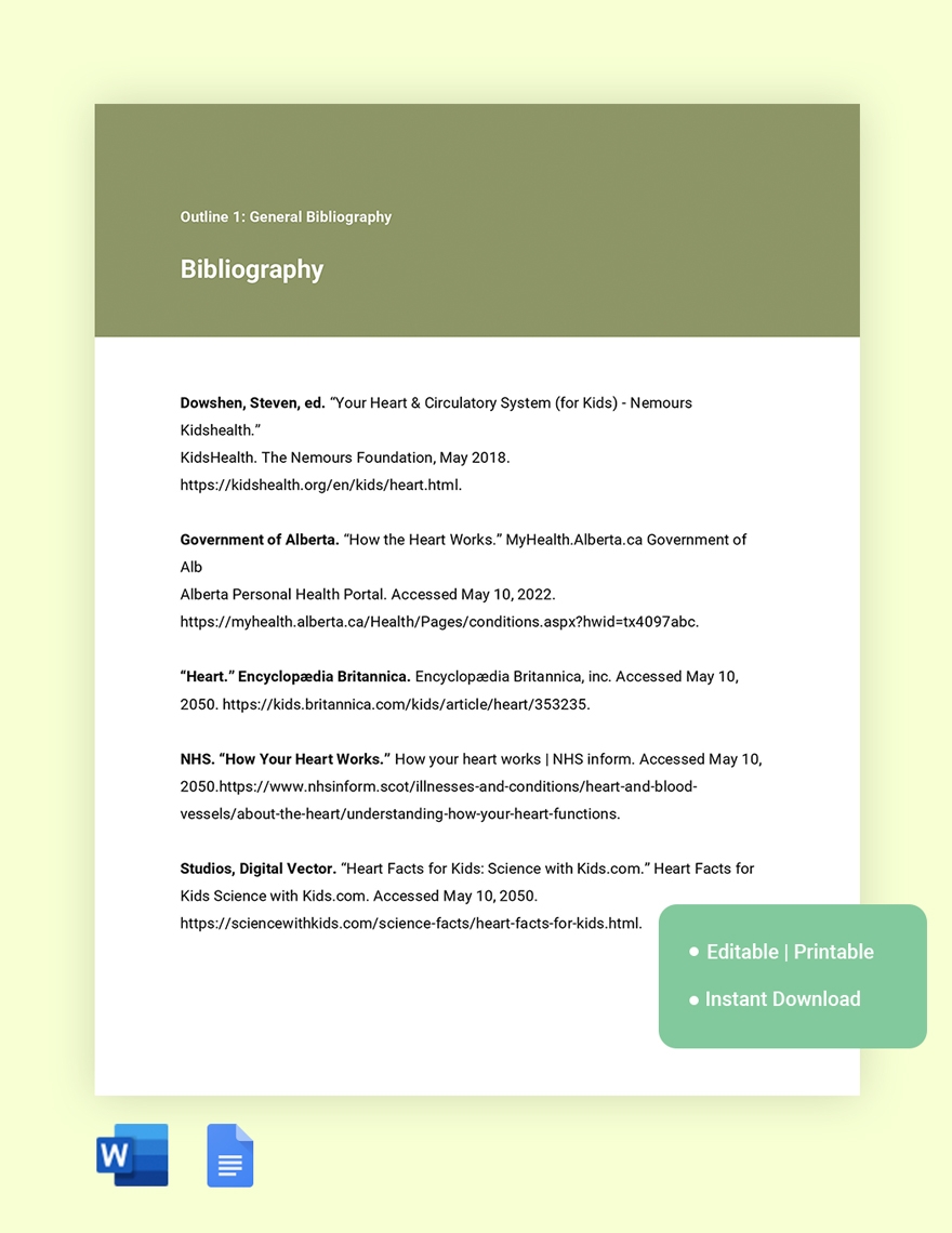 MLA Bibliography Template In Word Google Docs Download Template