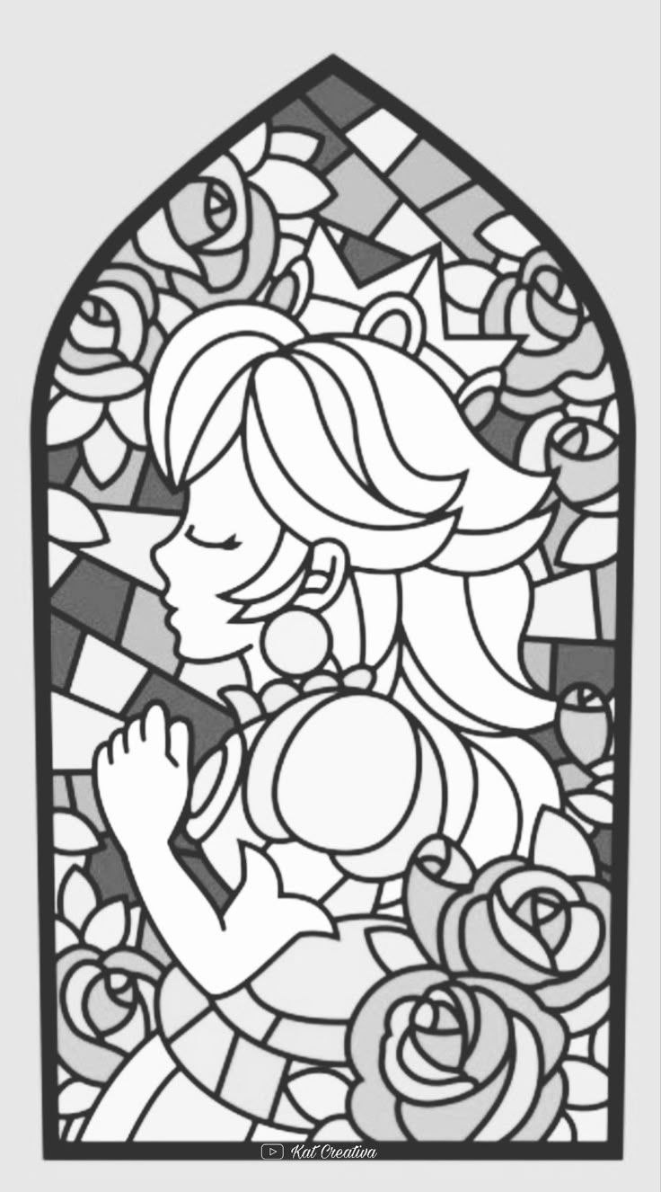 Molde De Vitral De Princesa Peach 