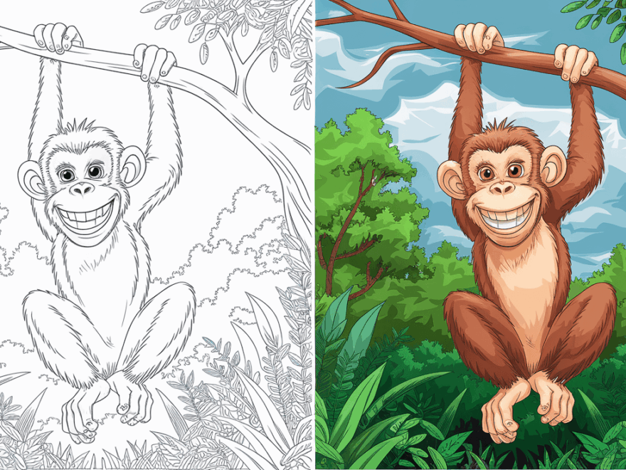 Monkey Coloring Pages 40 Free Printable PDF