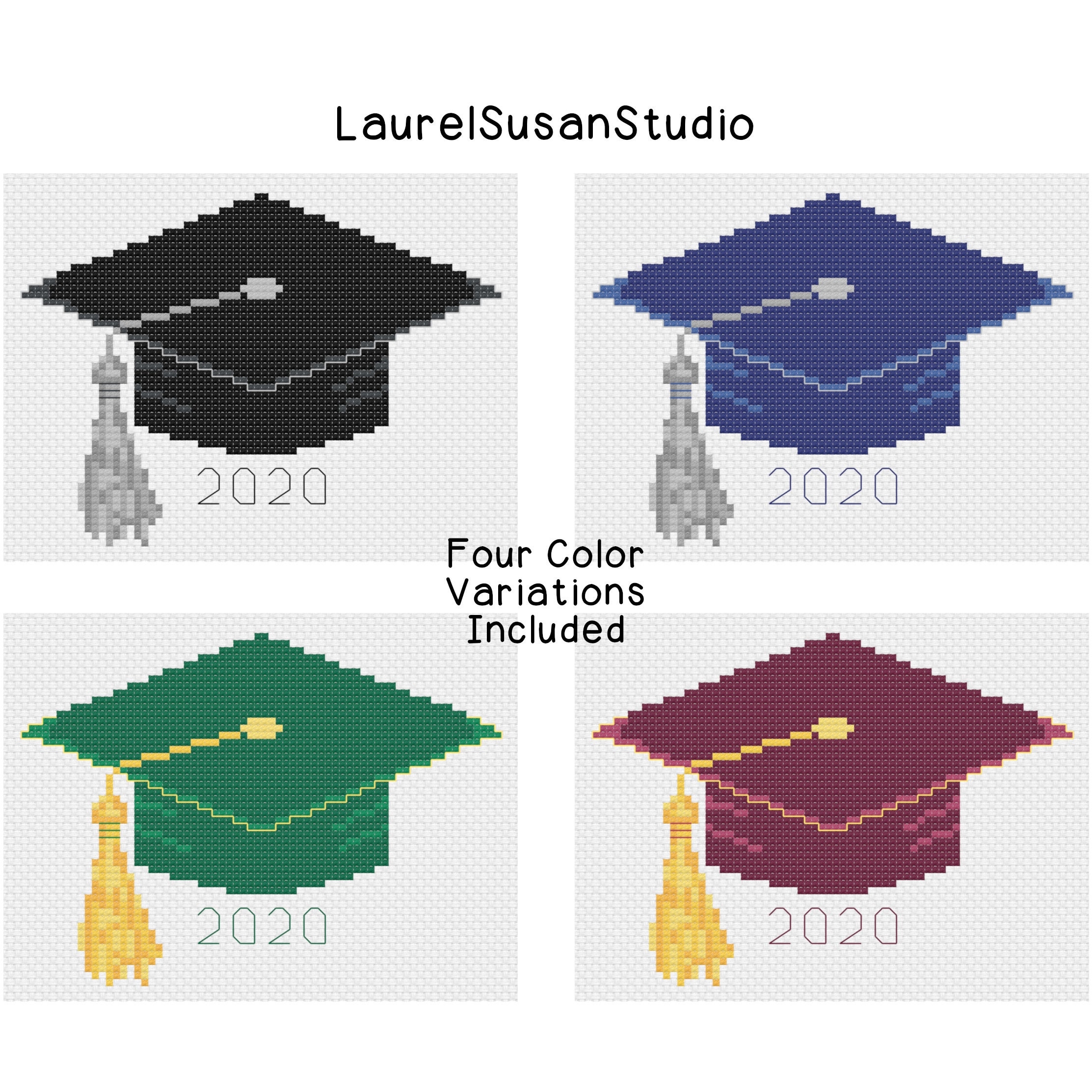 Mortarboard Cross Stitch Pattern PDF Digital Easy Beginner Graduation Graduates Etsy