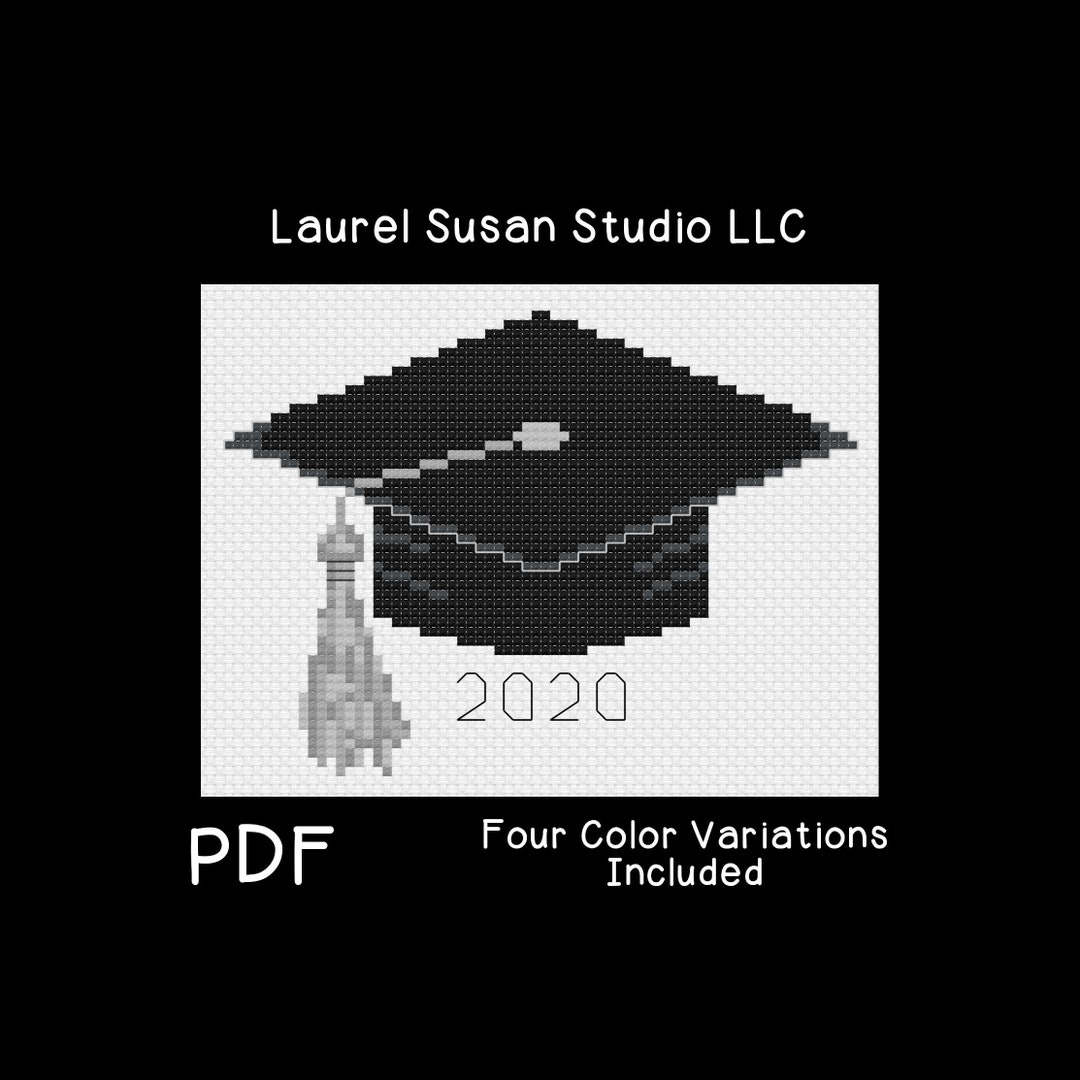 Mortarboard Cross Stitch Pattern PDF Digital Easy Beginner Graduation Graduates Etsy