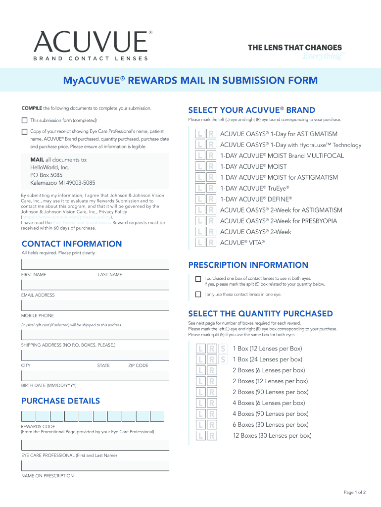 Myacuvuerewards Fill Online Printable Fillable Blank PdfFiller