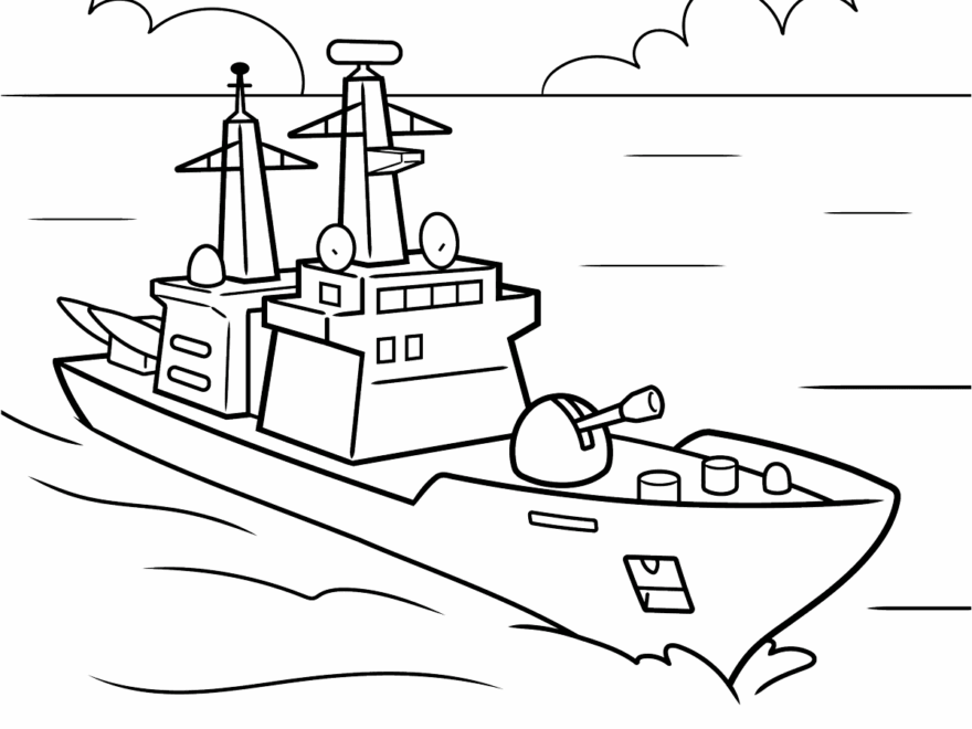Navy Ship Coloring Page Easy Drawing Guides