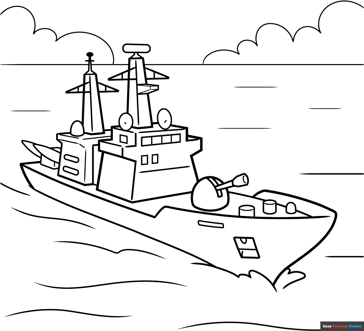 Navy Ship Coloring Page Easy Drawing Guides