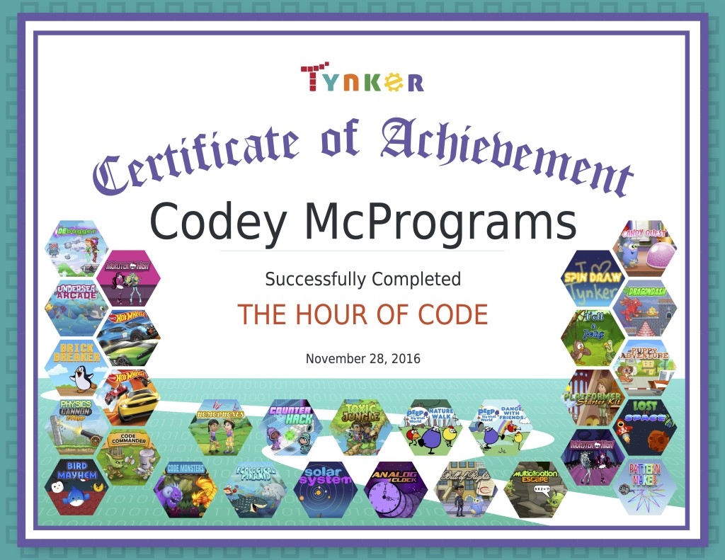 NEW Get A Personalized Hour Of Code Certificate Tynker Blog