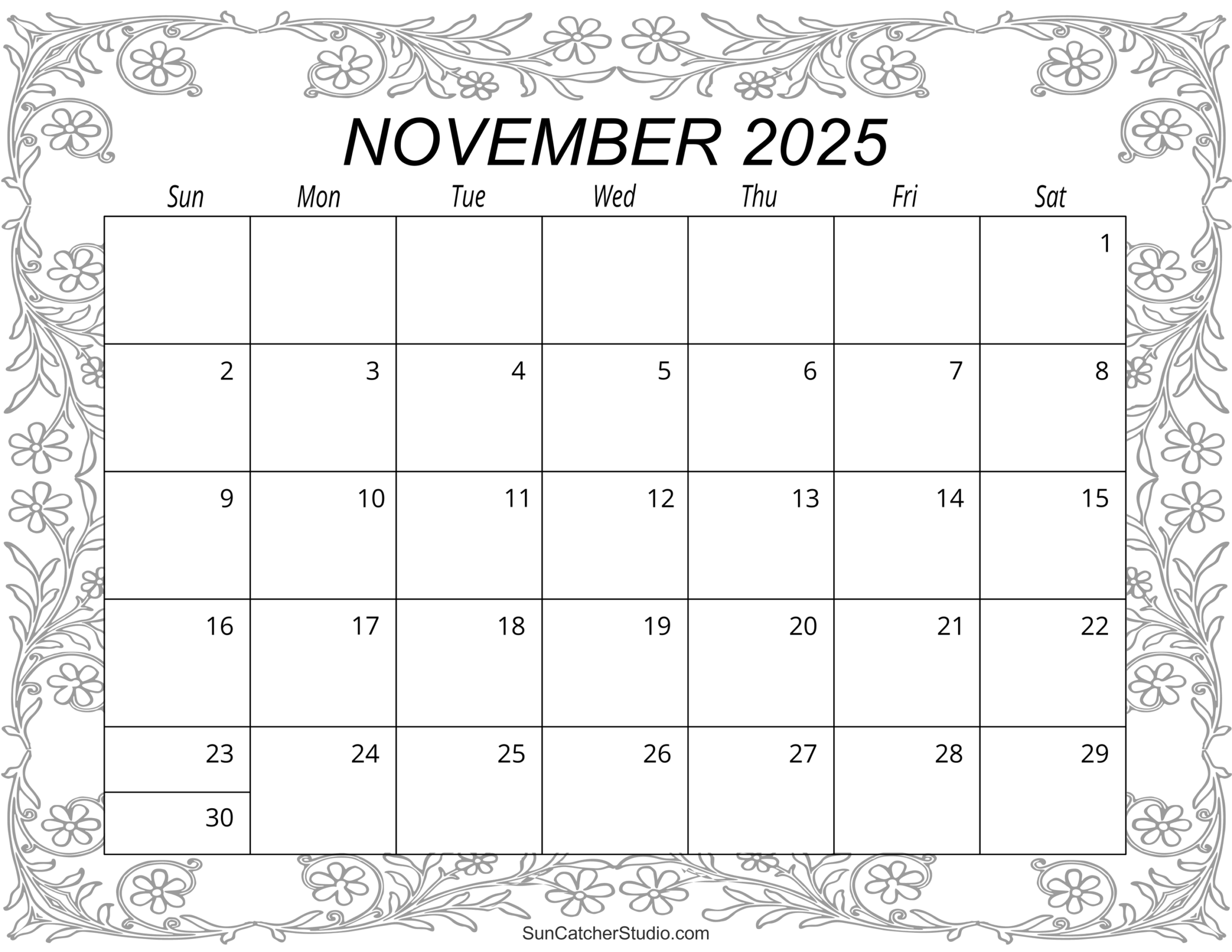 Free Printable Calendar 2025 November Download