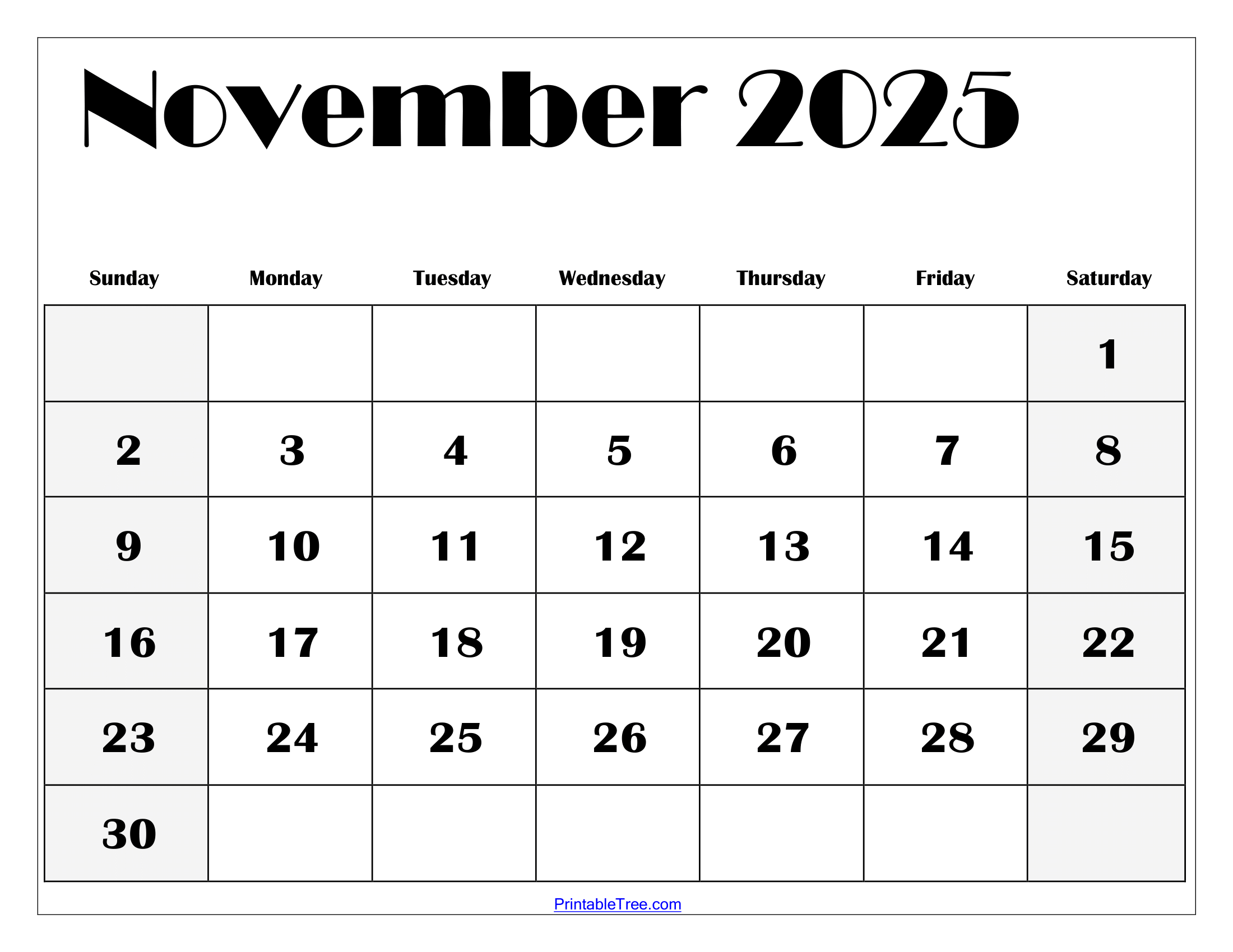 Free Printable Calendars November 2025