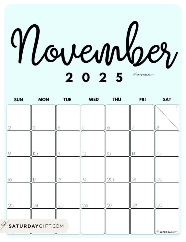 November 2025 Calendars 23 Cute Free Printable PDFs SaturdayGift