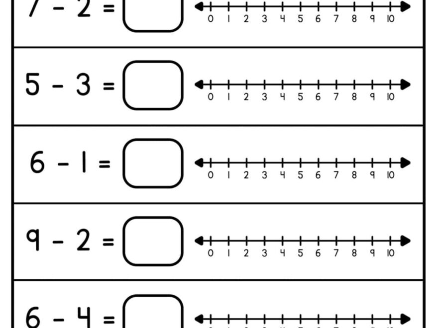 Number Line Subtraction Superstar Worksheets