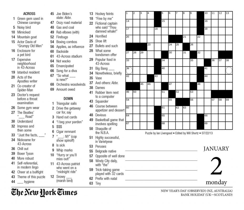 Nytimes Mini Crosword Leslieextomular1980 s Ownd