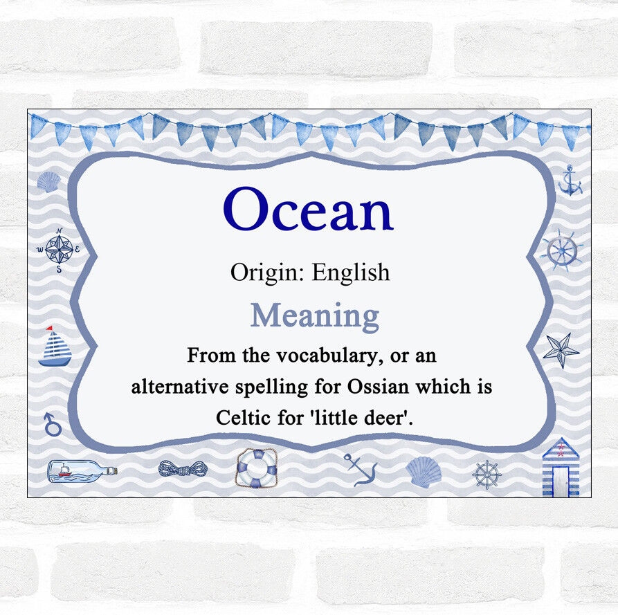 Ocean Name Meaning Nautical Certificate EBay