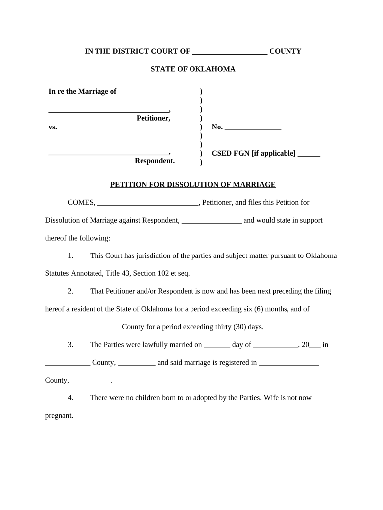 Oklahoma Divorce Forms Pdf Fill Out Sign Online DocHub