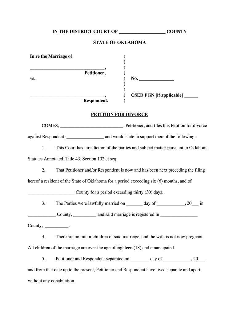 Oklahoma Divorce Papers Pdf Download Fill Out Sign Online DocHub