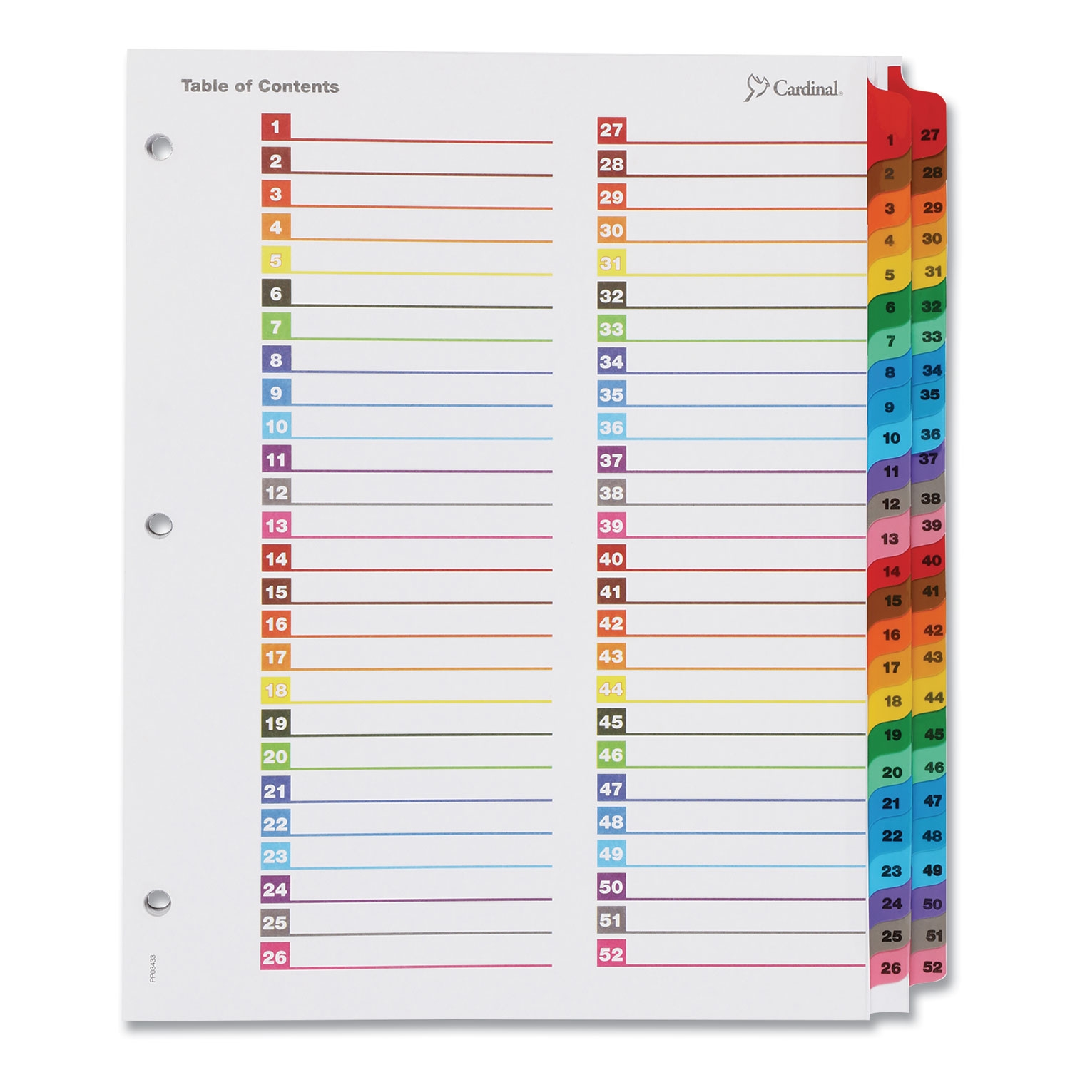 OneStep Printable Table Of Contents And Dividers Double Column 52 Tab 1 To 52 11 X 8 5 White 1 Set Mastersupplyonline