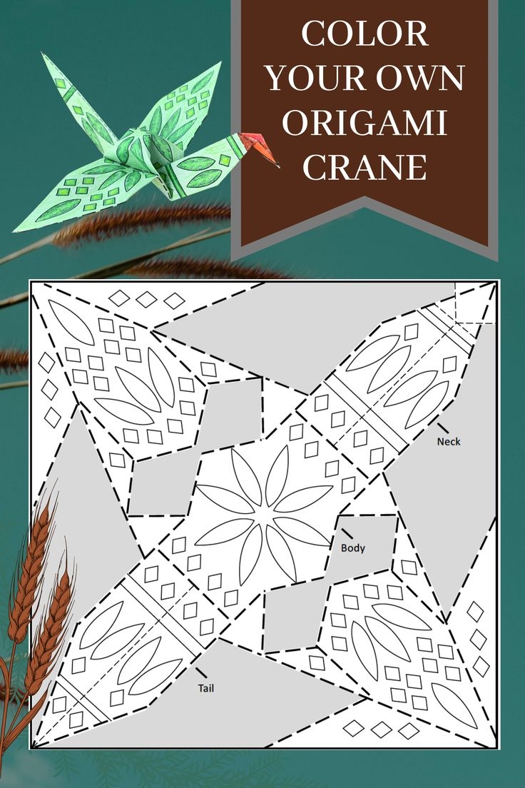Origami Crane Coloring Pages Printable Arts And Crafts Adult Coloring And Kids Activity