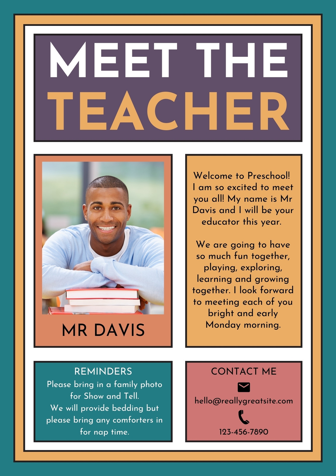 Page 4 Free Custom Printable Meet The Student teacher Templates Canva