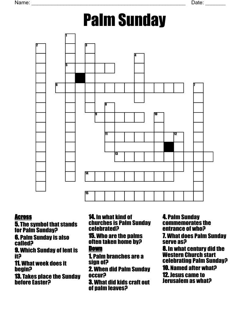 Palm Sunday Crossword WordMint