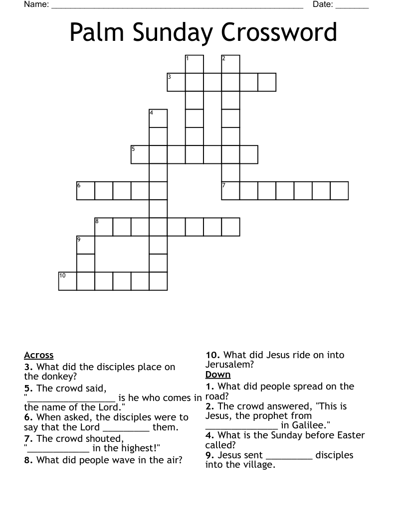 Palm Sunday Crossword WordMint