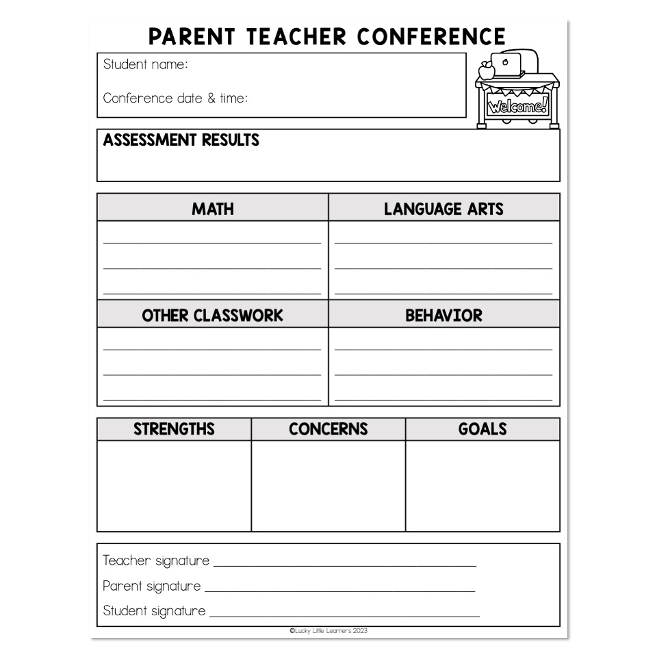 Parent Teacher Conference Time Forms Printable