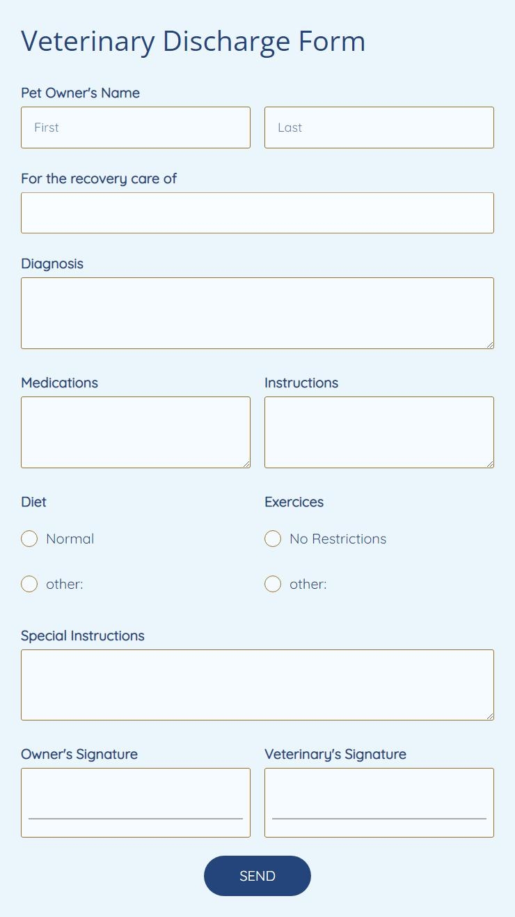Pet Veterinary Form Templates FREE 123FormBuilder