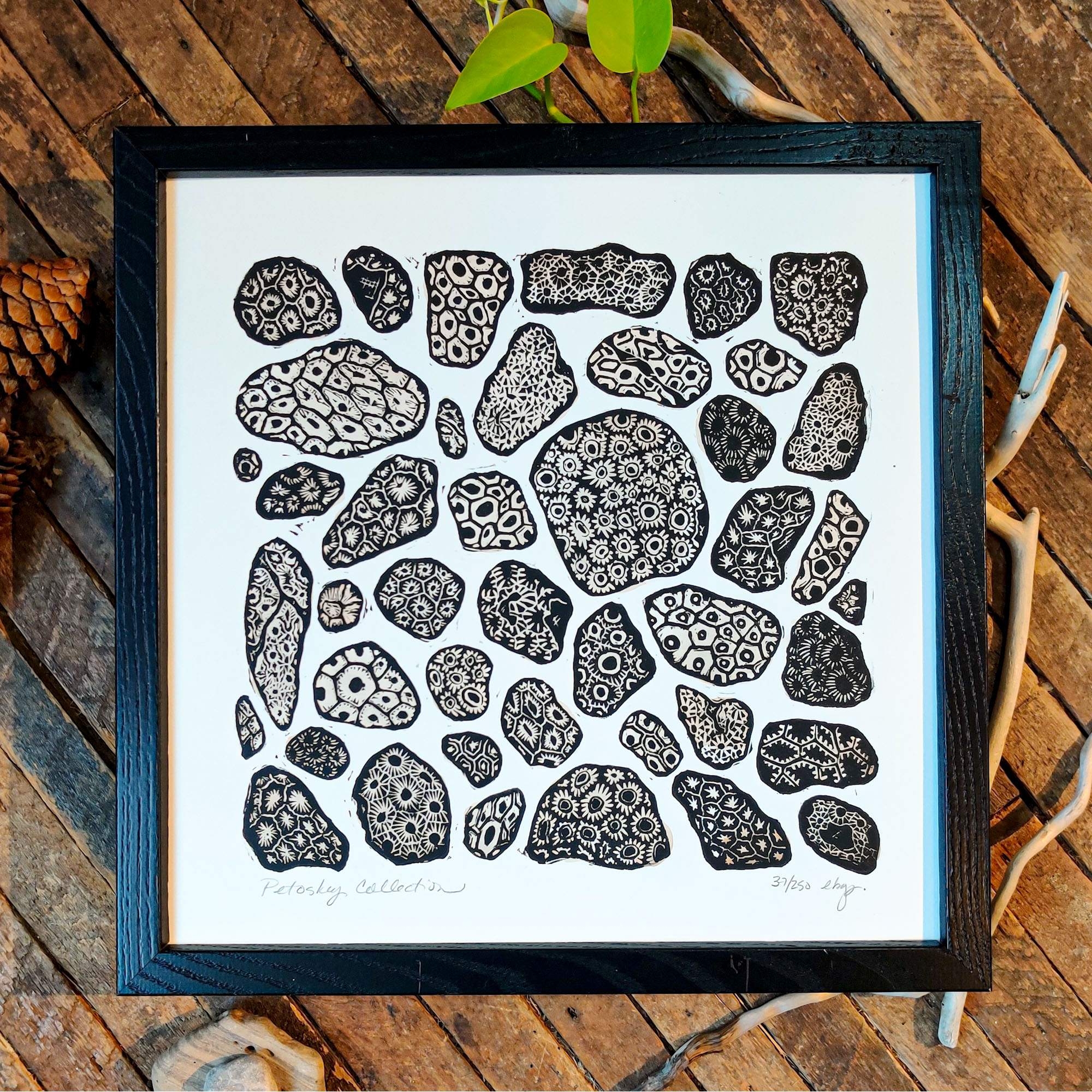 Petoskey Stones Collection Linoprint Big Mitten Linocuts