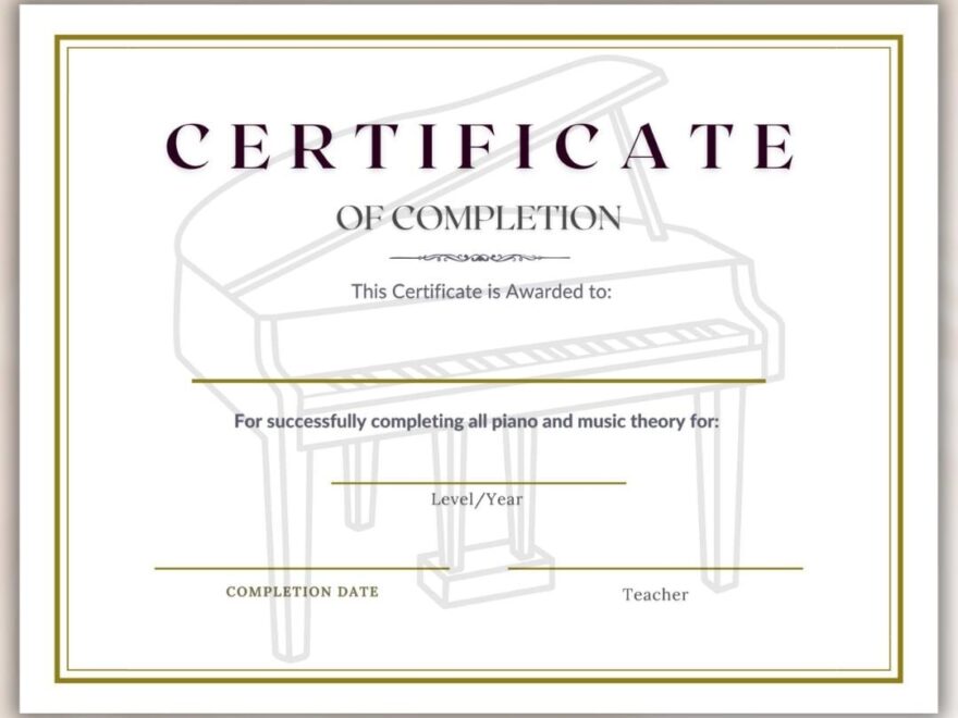 Piano Certificate Printable Achievement Certificate For Music Student Resource For Piano Teacher Resource Print Certificate Etsy