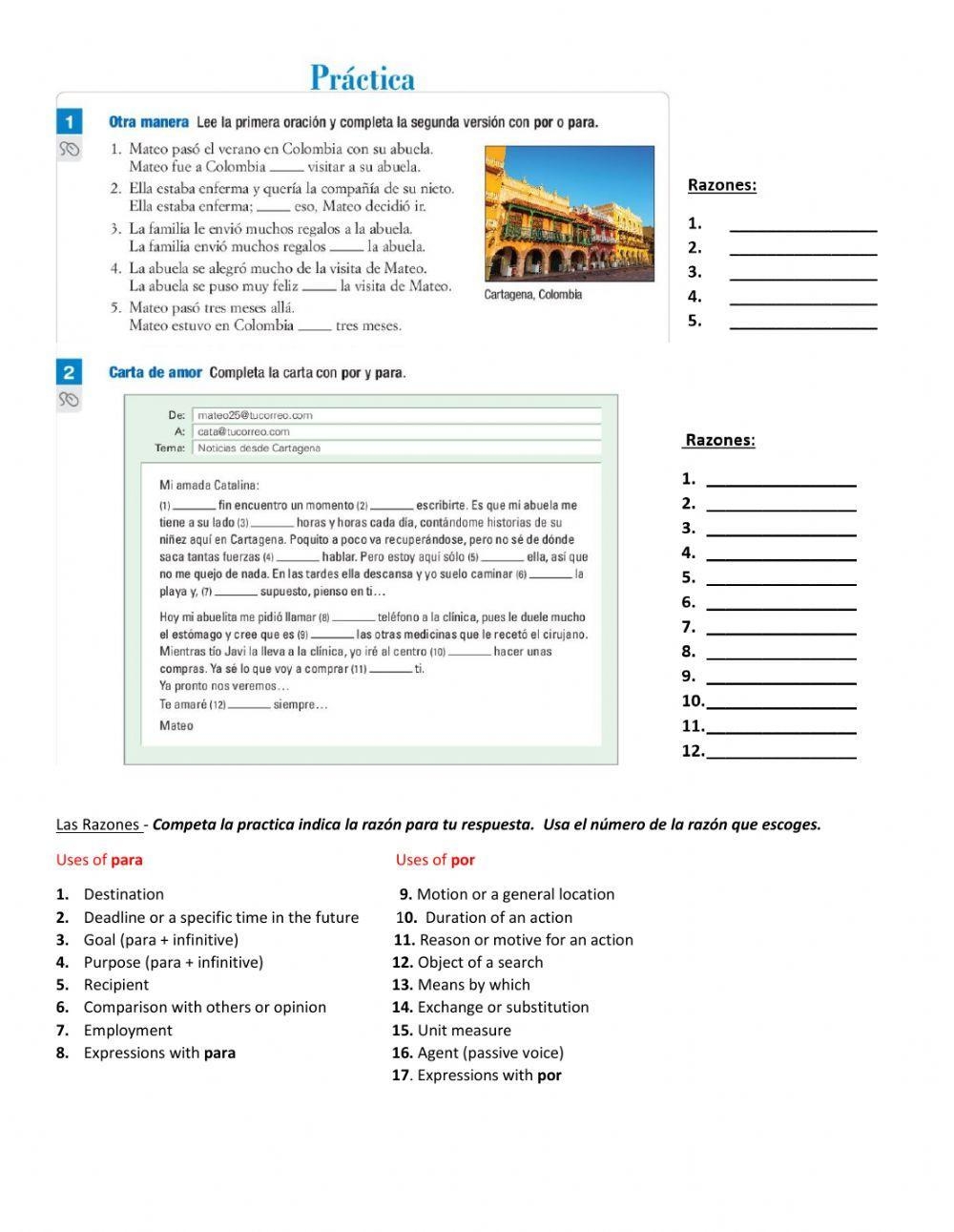POR Vs PARA Printable Notes And 70 Practice Examples By Barbara Worksheets Library