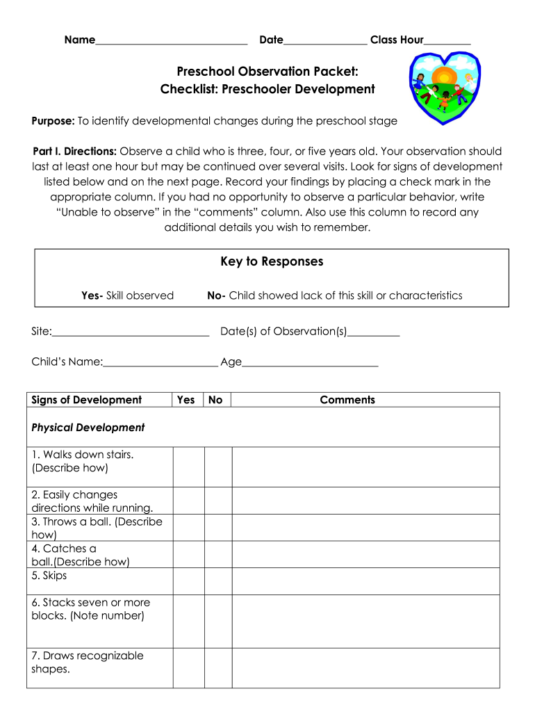 Preschool Observation Form Fill Out Sign Online DocHub