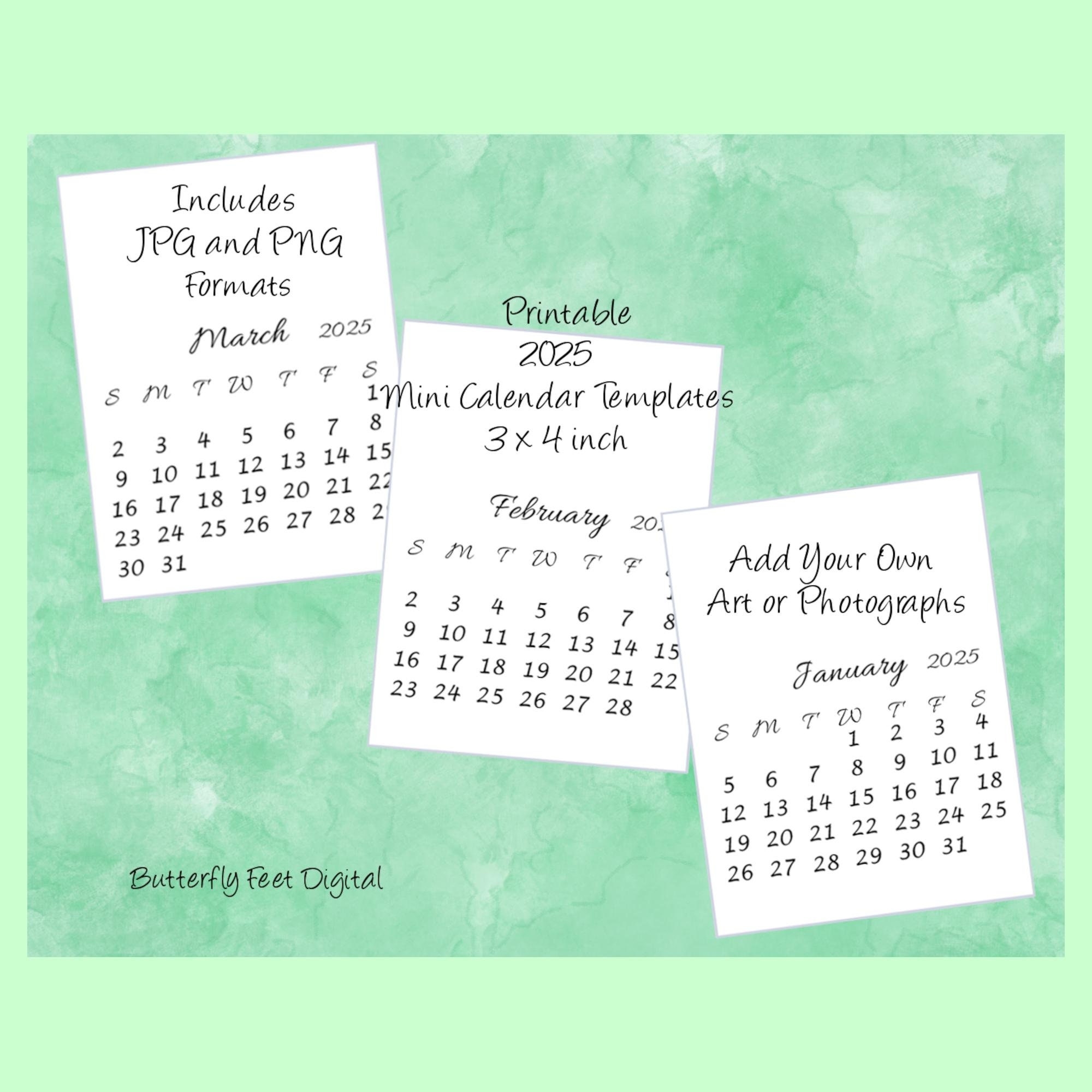 Printable 2025 Mini Desk Calendar Templates 3 X 4 Inch Add Your Own Art Or Photographs Digital Download Etsy