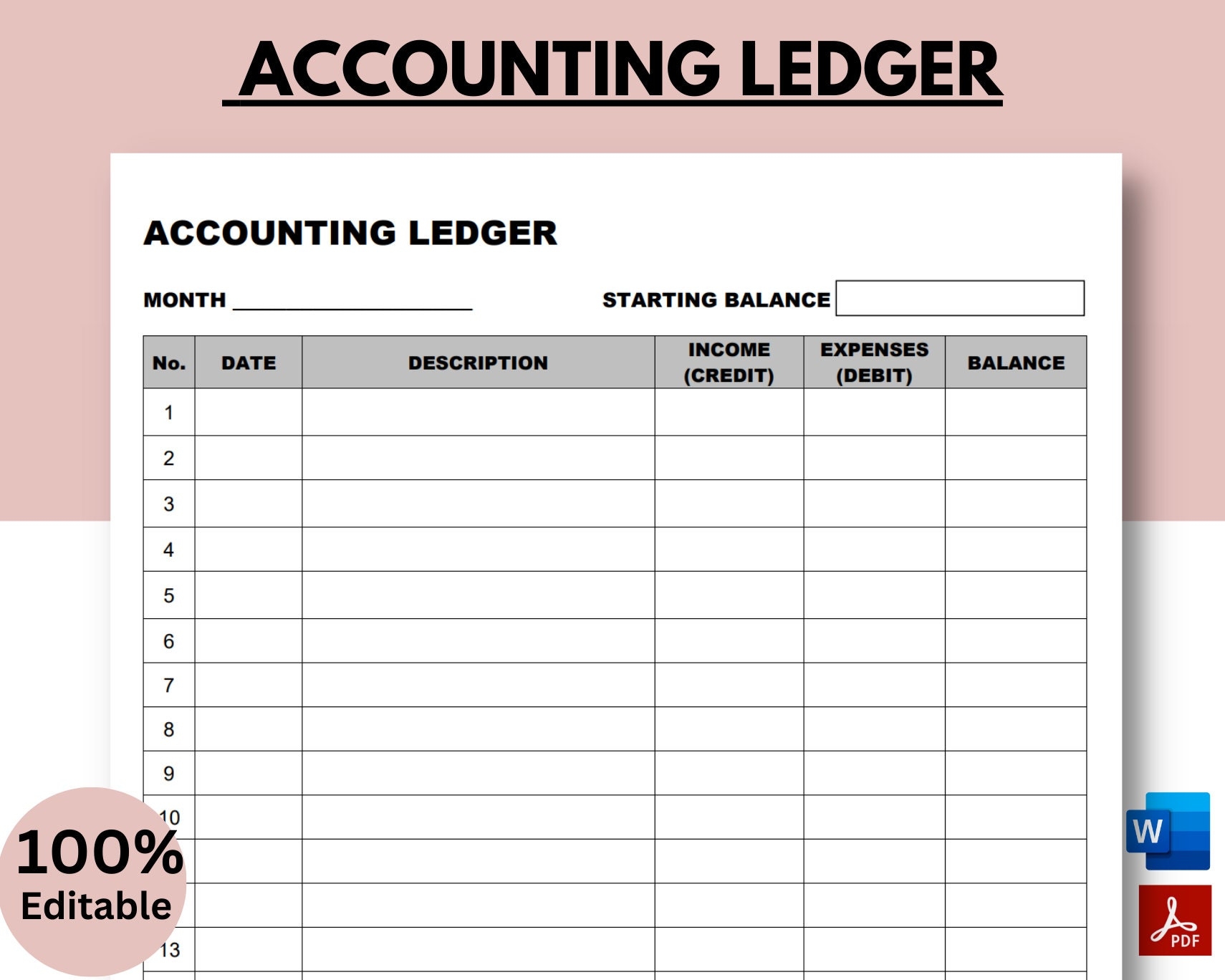 Printable Blank Ledger Pages For Taxes
