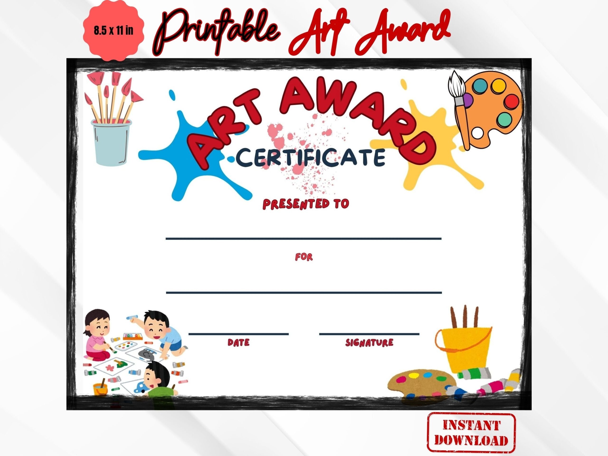 Printable Art Award Certificate Artist Award Certificate Digital Download For Art Competitions And Classes Custom Certificate Template Etsy