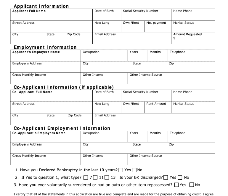 Printable Auto Credit Application Pdf Fill Online Printable Fillable Blank PdfFiller