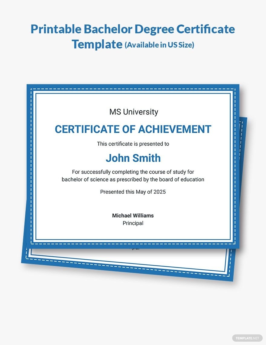 Printable Bachelor Degree Certificate Template In Word Publisher Google Docs Download Template