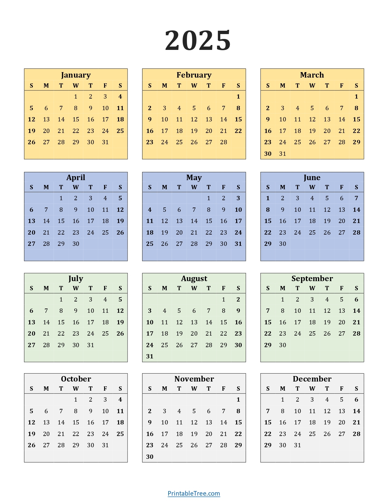 Free Printable One Page With Notes 2025 Calendar