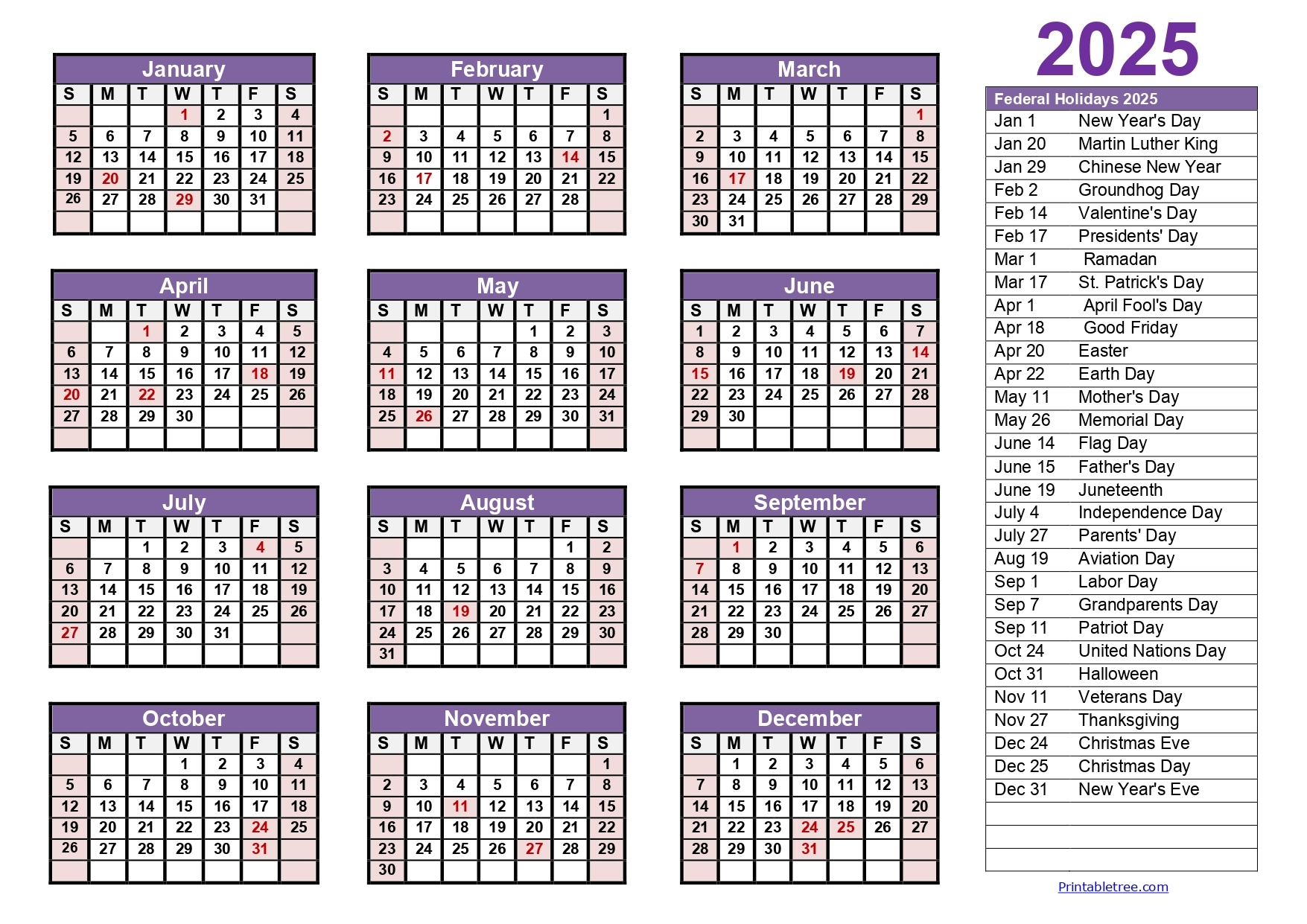 Free 2025 Printable Calendar Ehow
