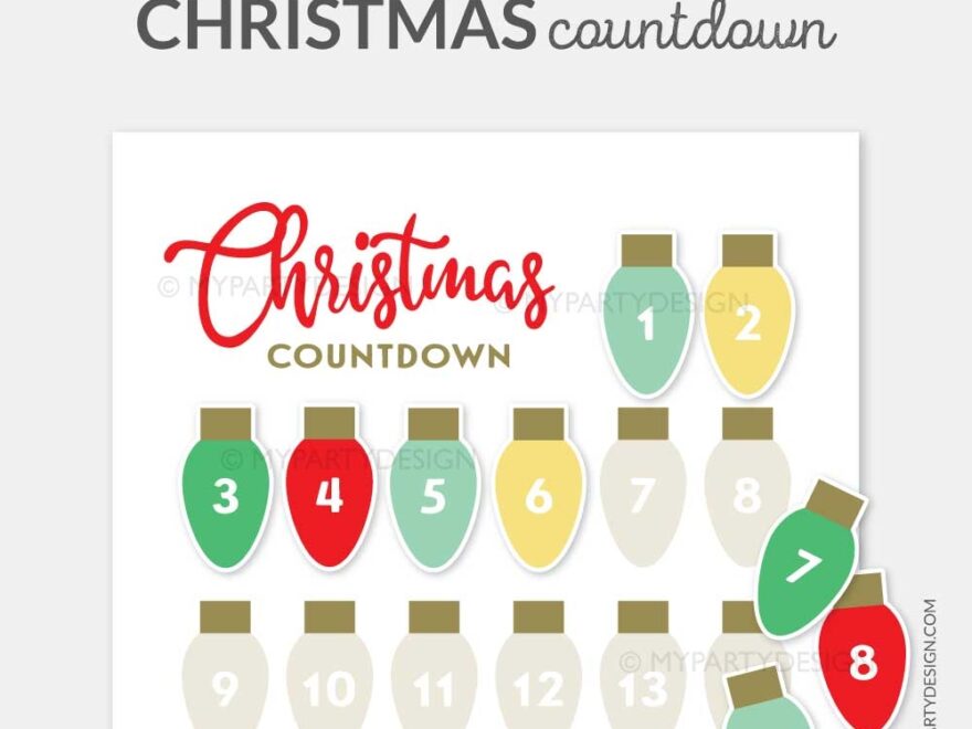 Printable Christmas Countdown Advent Calendar My Party Design
