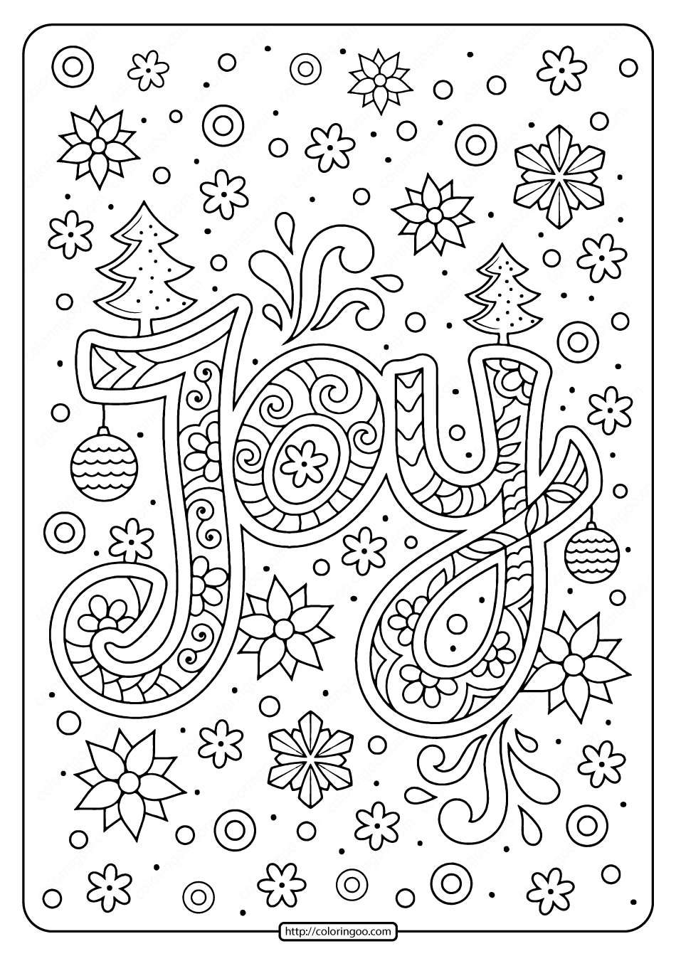 Printable Christmas Joy Coloring Pages