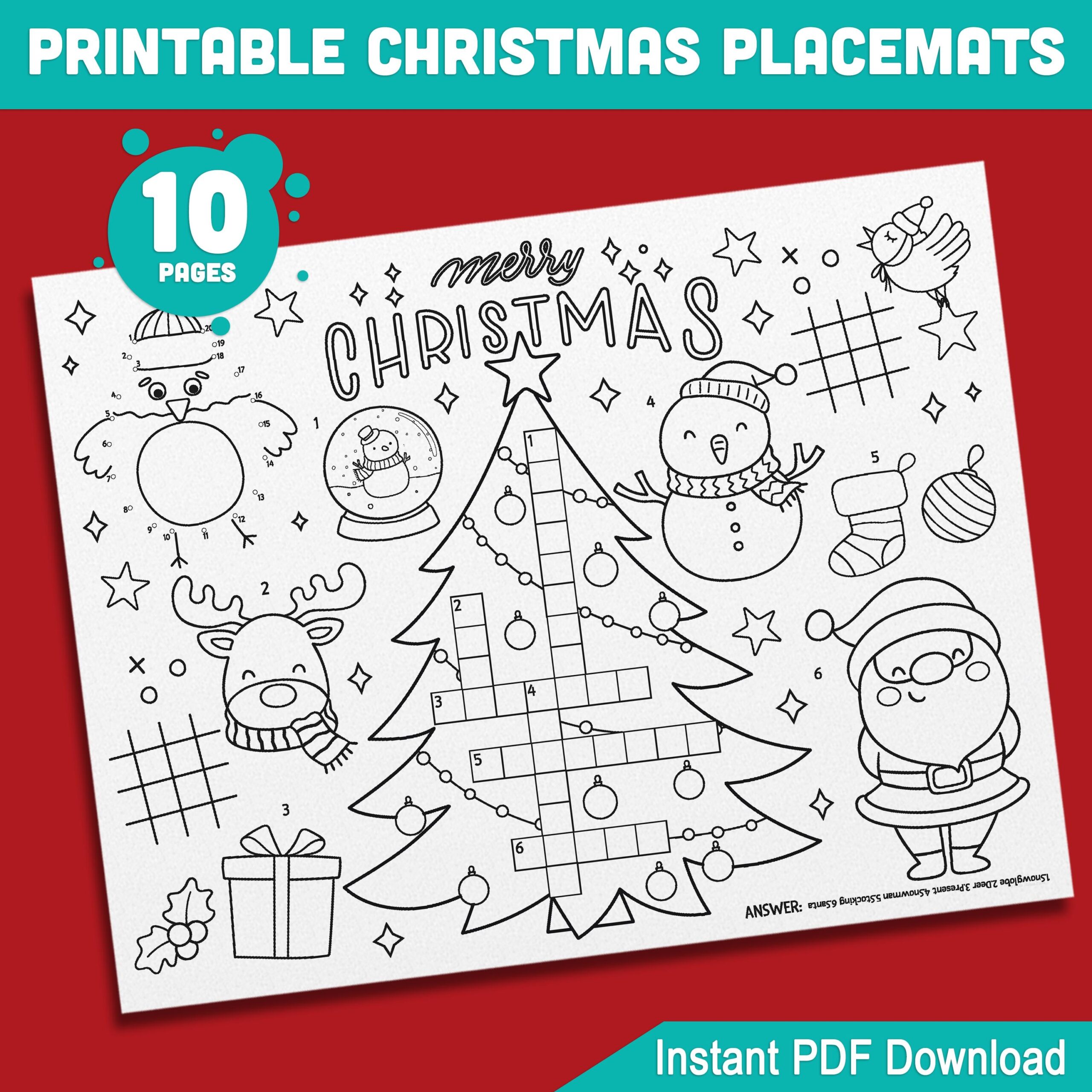 Printable Christmas Placemats 10 Fun And Educational Pages For Kids Perfect For Holiday Meals Instant PDF Download Etsy
