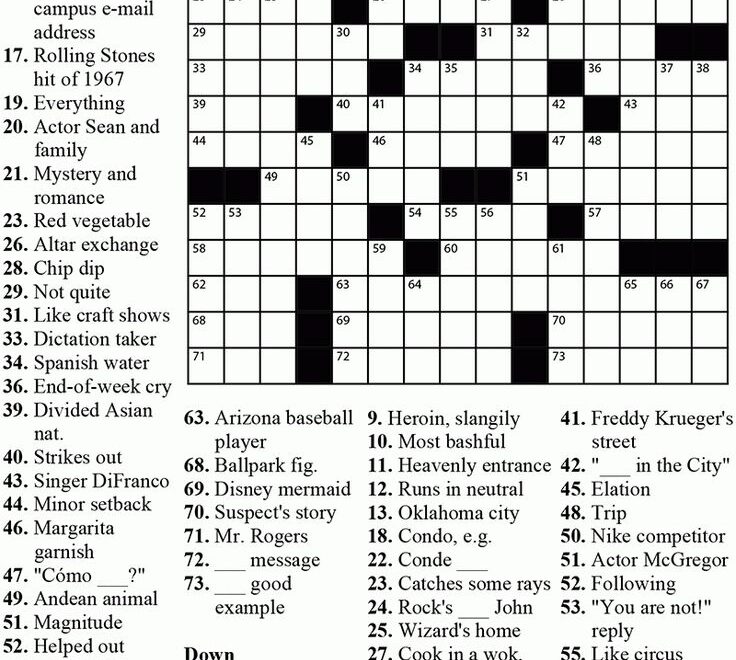 Printable Crossword With Answers Printable Crossword Puzzles 7D