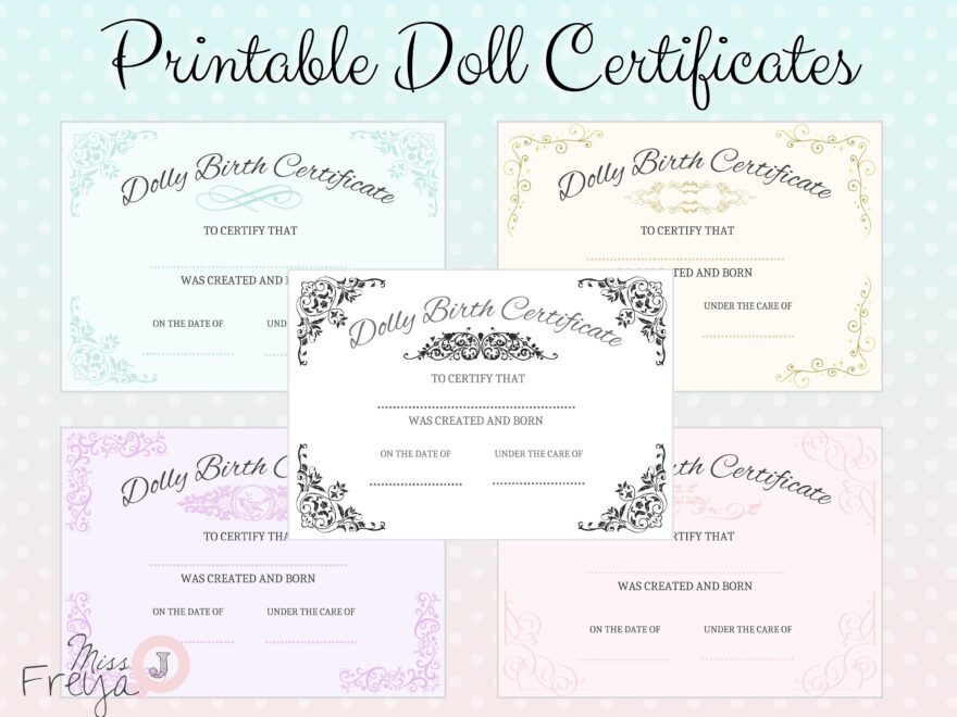 Printable Doll Birth Certificate For Doll Customisers Blythe Doll Artists Reborn Artists 5 Designs Etsy