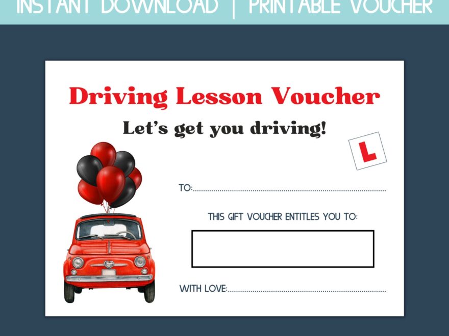 Printable Driving Lesson Voucher 16th Birthday Gift For Daughter 17th Birthday Gift For Guys Birthday Gift For Teenage Boys Best Etsy