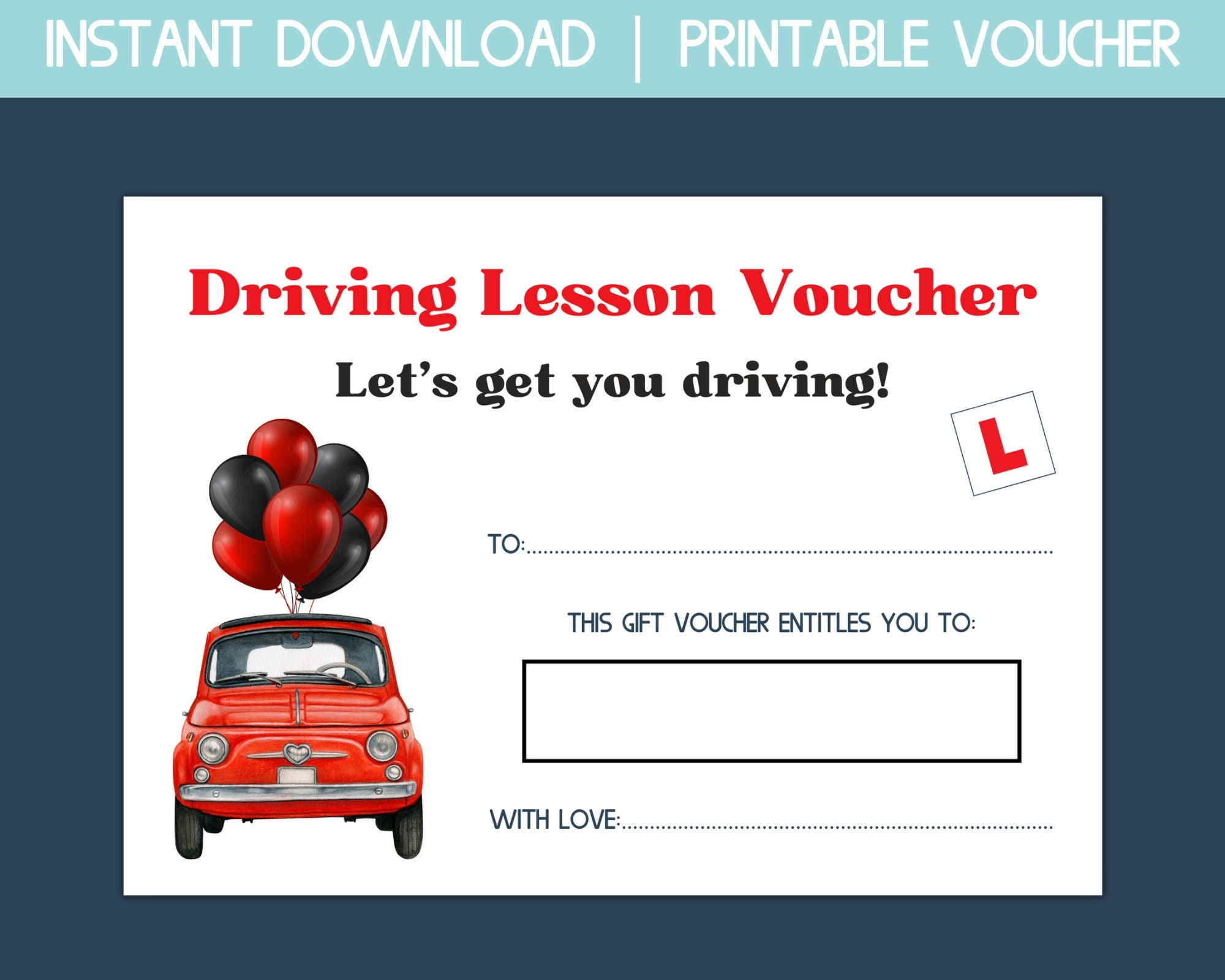 Printable Driving Lesson Voucher 16th Birthday Gift For Daughter 17th Birthday Gift For Guys Birthday Gift For Teenage Boys Best Etsy