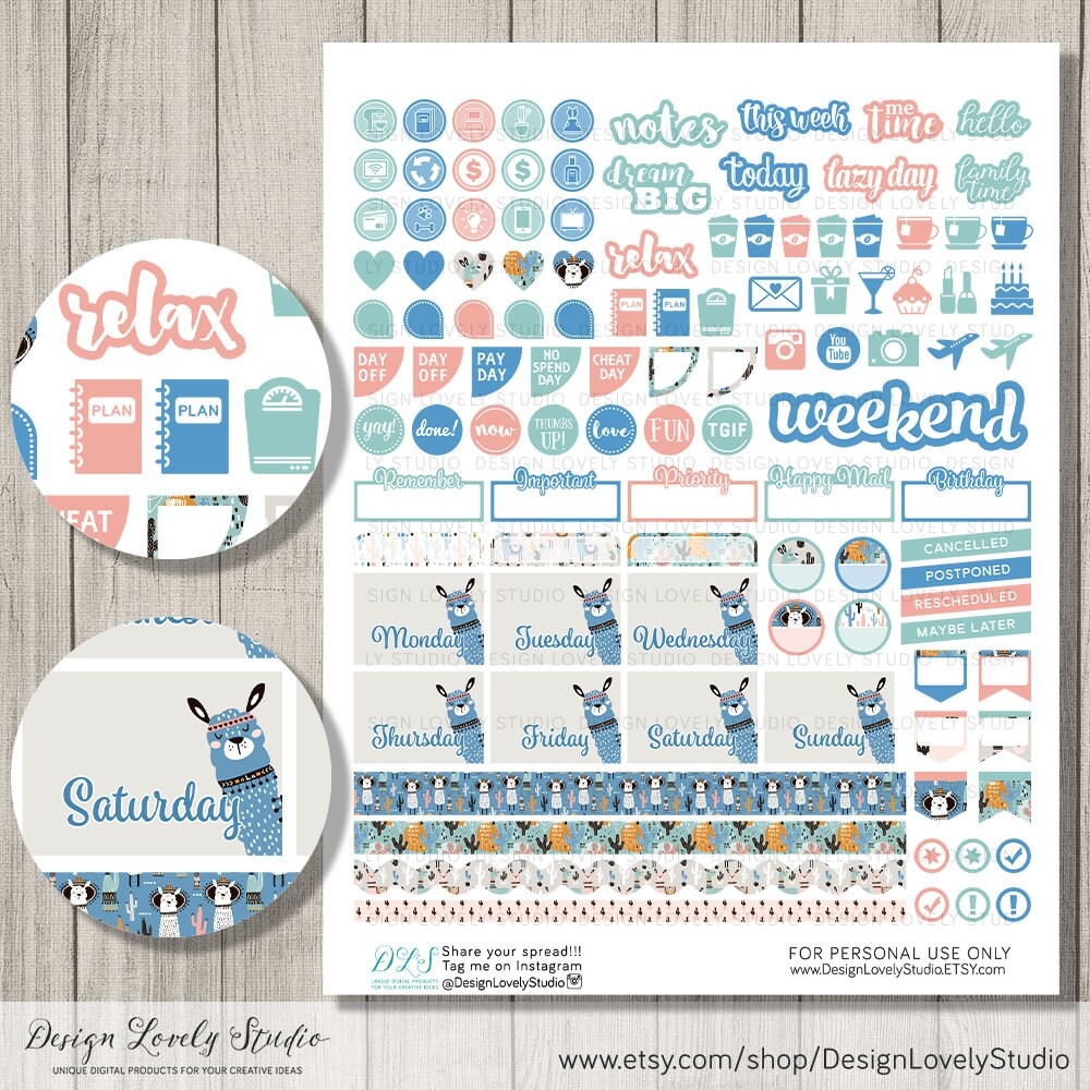 Free Llama Happy Planner Printables