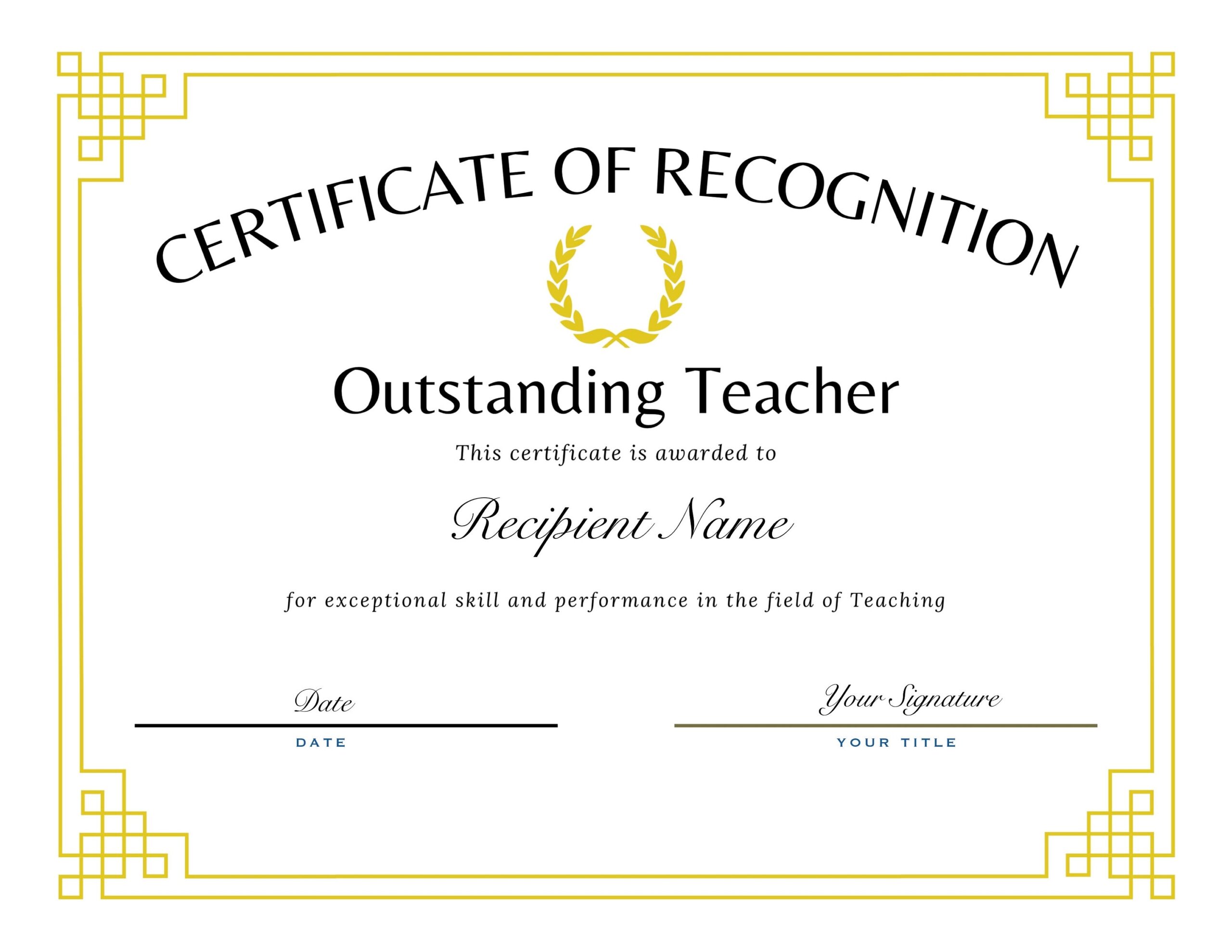 Printable Outstanding Teacher Certifcate Certificate Of Achievement Teacher Gifts Editable Instant Download PDF Word Format Etsy