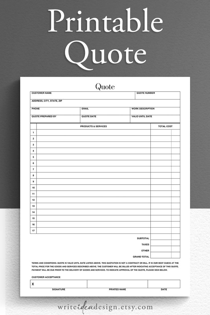 Printable Quote Template Professional Quotes Made Easy