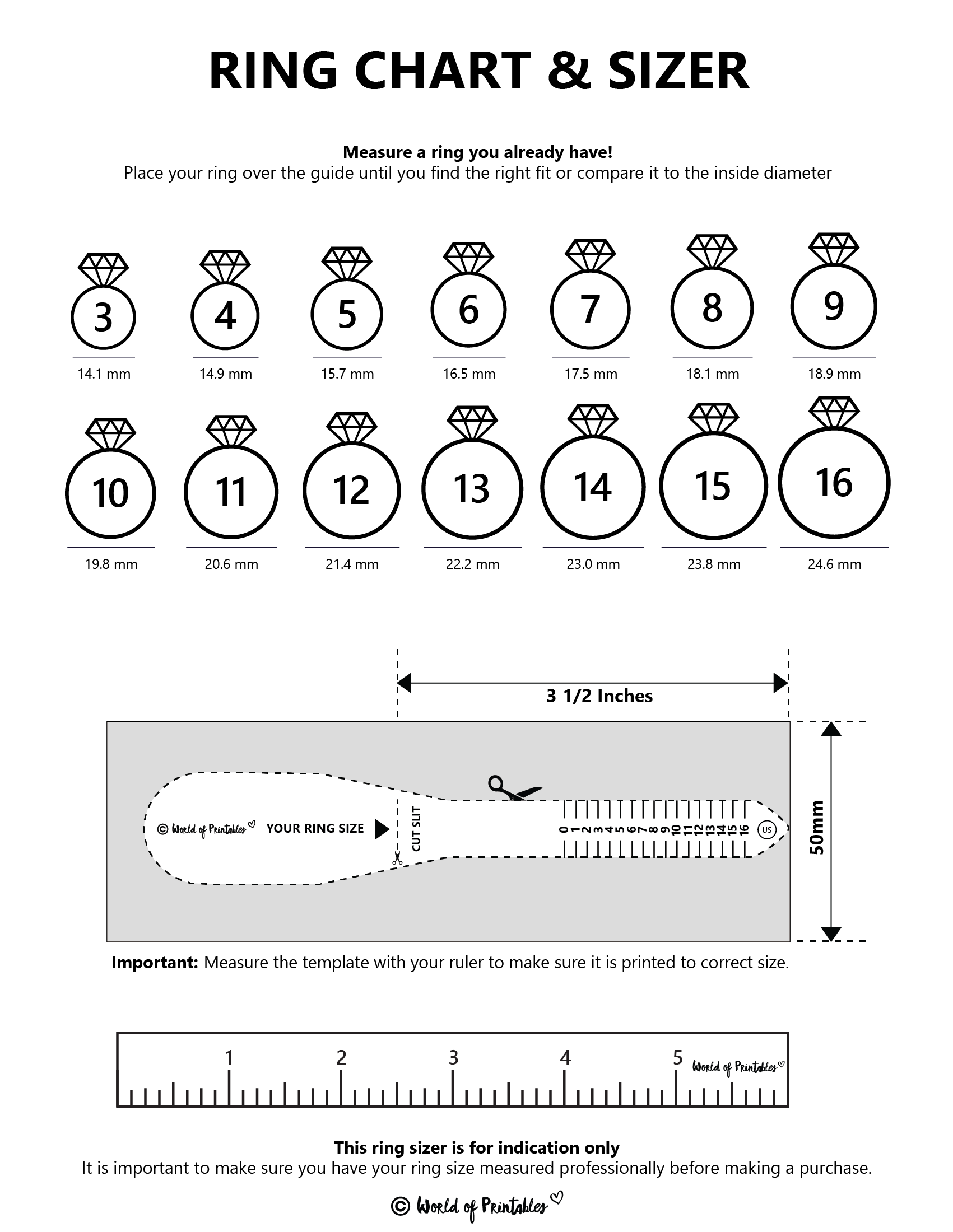 Printable Ring Size Chart Find Your Ring Size Easy