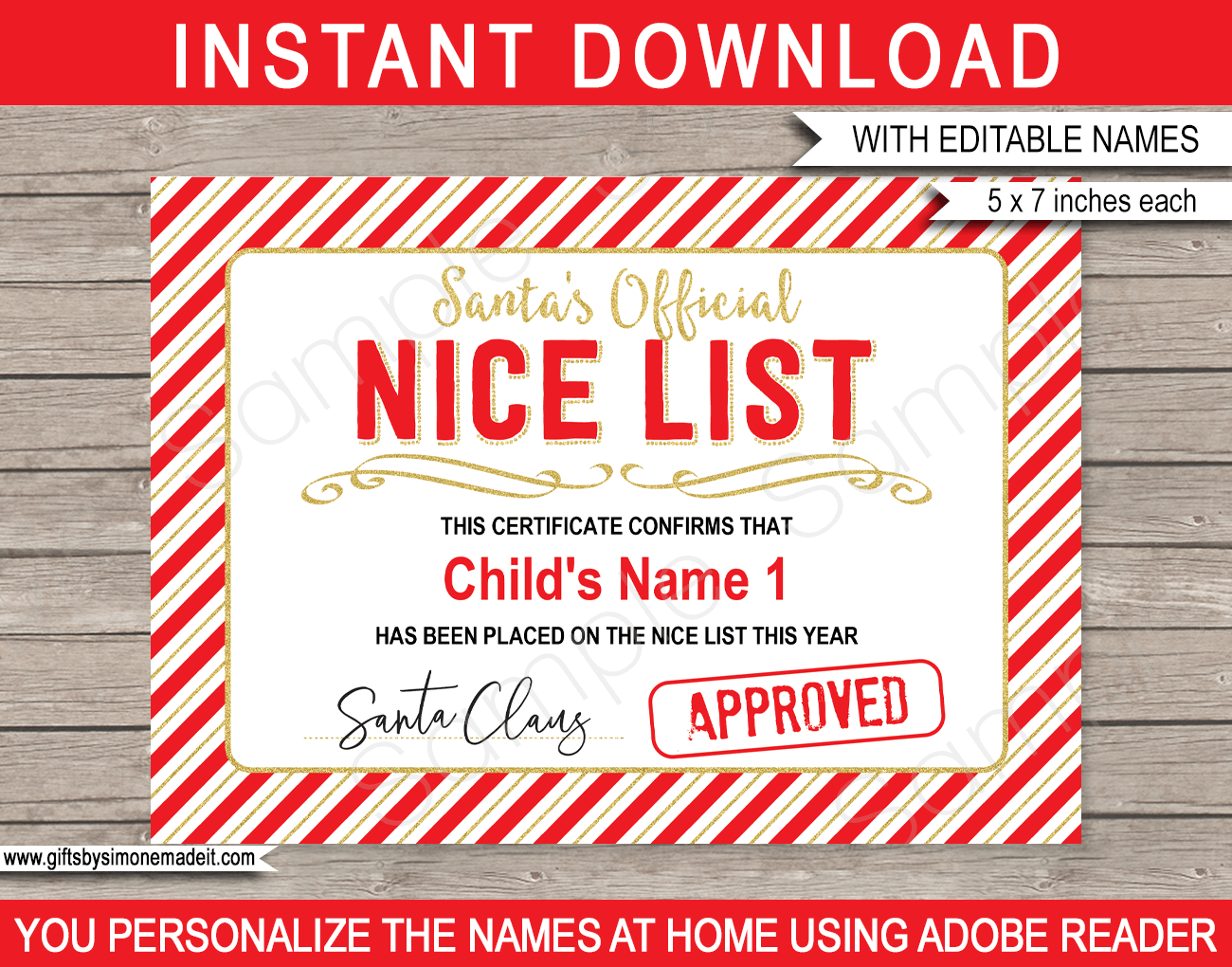 Santa Certificate Downloadable Printable