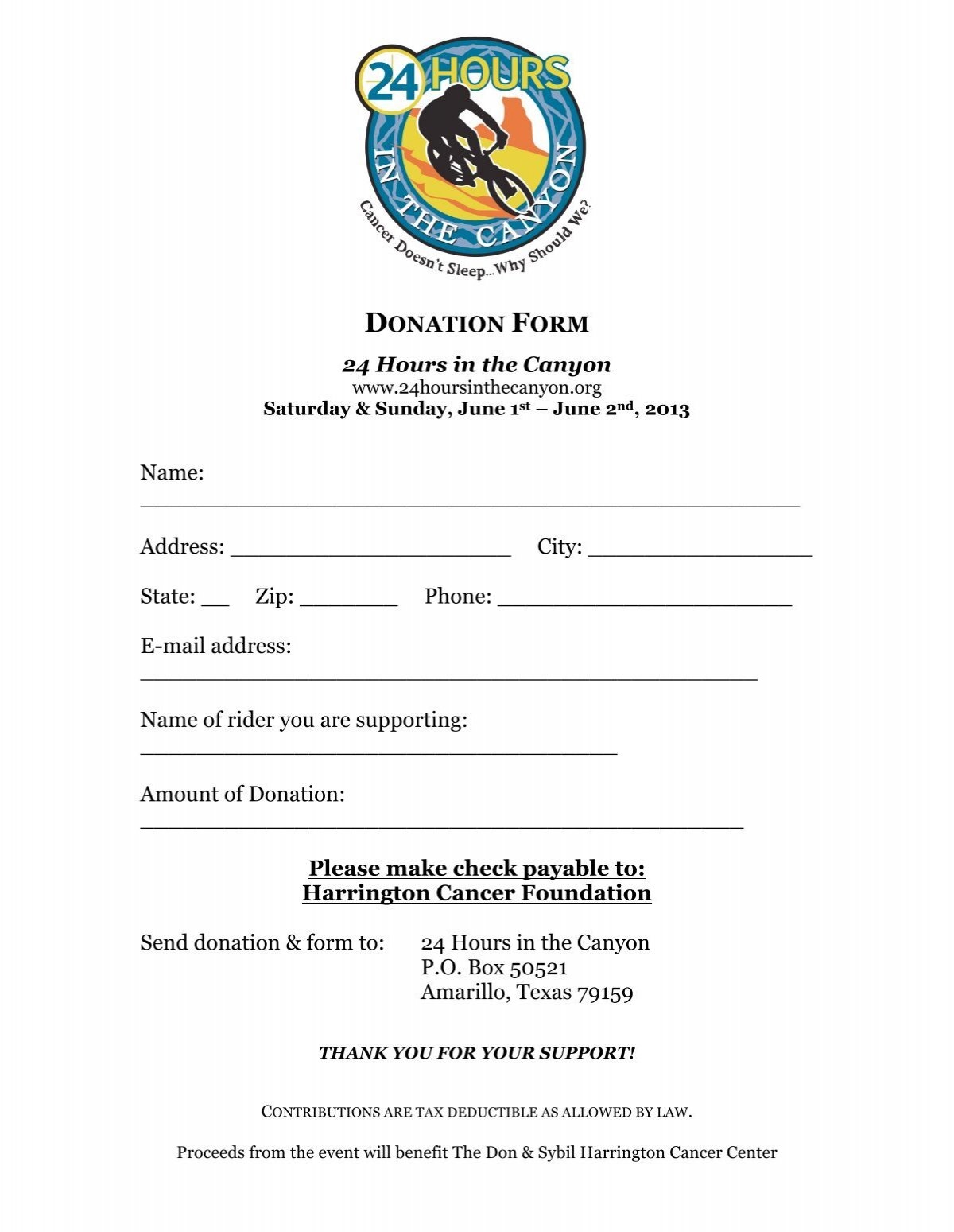 Printable Sponsorship Letter And Donation Form 24 Hours In The 