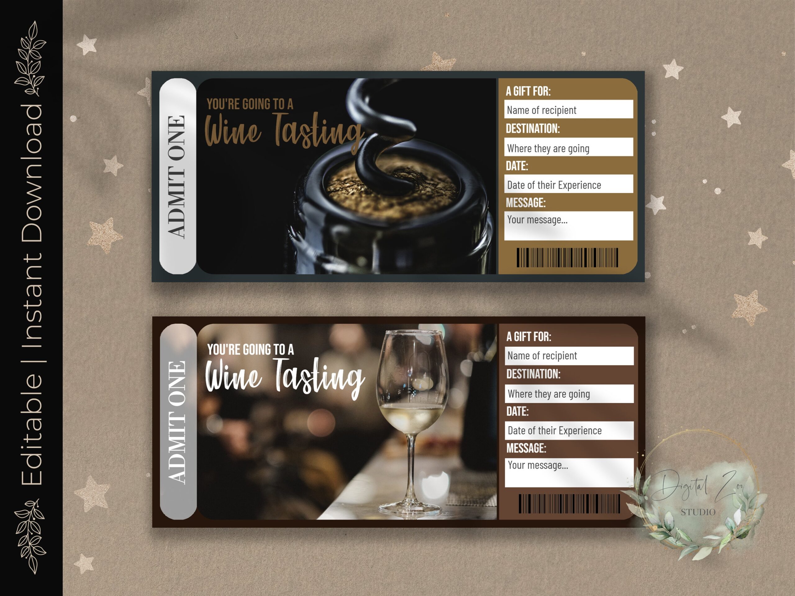 Printable Wine Gift Certificate
